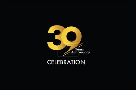 Illustration for 39 years anniversary gold color on black background abstract style logotype. anniversary with gold color isolated on black background, vector design for celebration - Royalty Free Image