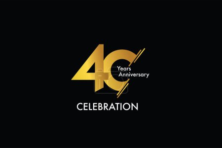 Ilustración de 40 años de aniversario de color oro sobre fondo negro logotipo de estilo abstracto. aniversario con el color dorado aislado sobre fondo negro, diseño de vectores para la celebración - Imagen libre de derechos