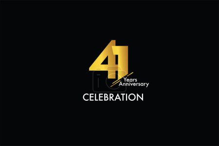 Illustration for 41 years anniversary gold color on black background abstract style logotype. anniversary with gold color isolated on black background, vector design for celebration - Royalty Free Image