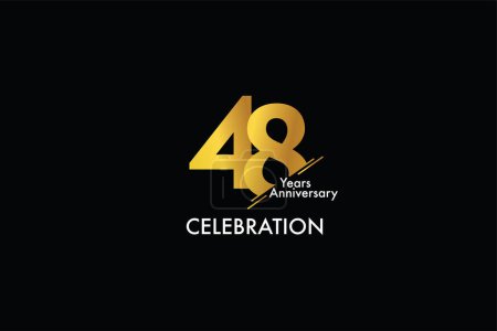 Illustration for 48 years anniversary gold color on black background abstract style logotype. anniversary with gold color isolated on black background, vector design for celebration - Royalty Free Image