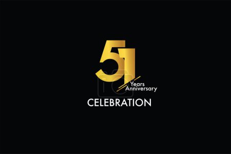 Illustration for 51 years anniversary gold color on black background abstract style logotype. anniversary with gold color isolated on black background, vector design for celebration - Royalty Free Image