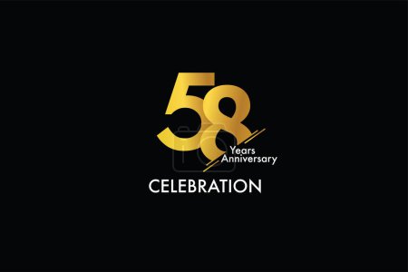 Illustration for 58 years anniversary gold color on black background abstract style logotype. anniversary with gold color isolated on black background, vector design for celebration - Royalty Free Image