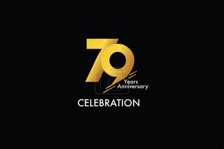 Illustration for 79 years anniversary gold color on black background abstract style logotype. anniversary with gold color isolated on black background, vector design for celebration - Royalty Free Image
