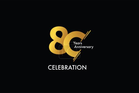 Ilustración de 80 años de aniversario de color oro sobre fondo negro logotipo de estilo abstracto. aniversario con el color dorado aislado sobre fondo negro, diseño de vectores para la celebración - Imagen libre de derechos