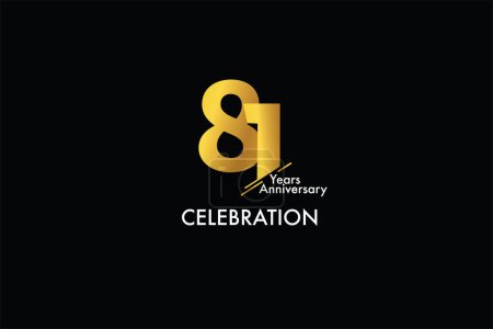 Ilustración de 81 años de aniversario de color oro sobre fondo negro logotipo de estilo abstracto. aniversario con el color dorado aislado sobre fondo negro, diseño de vectores para la celebración - Imagen libre de derechos
