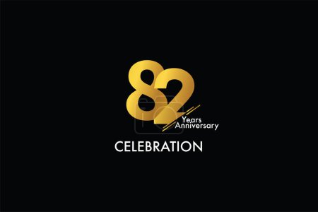 Illustration for 82 years anniversary gold color on black background abstract style logotype. anniversary with gold color isolated on black background, vector design for celebration - Royalty Free Image