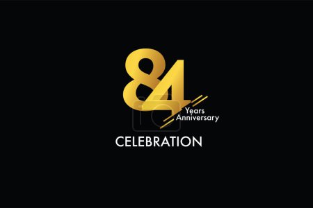Illustration for 84 years anniversary gold color on black background abstract style logotype. anniversary with gold color isolated on black background, vector design for celebration - Royalty Free Image