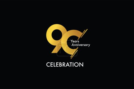 Ilustración de 90 años de aniversario de color oro sobre fondo negro logotipo de estilo abstracto. aniversario con el color dorado aislado sobre fondo negro, diseño de vectores para la celebración - Imagen libre de derechos