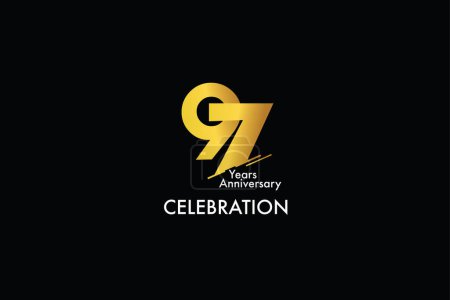 Illustration for 97 years anniversary gold color on black background abstract style logotype. anniversary with gold color isolated on black background, vector design for celebration - Royalty Free Image
