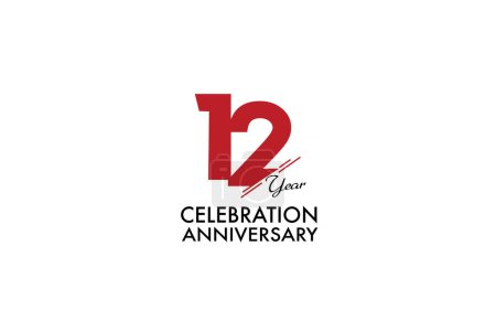 Illustration for 12-year anniversary red color on white background abstract style logotype. anniversary with red color isolated on white background, vector design for celebration vector. - Royalty Free Image
