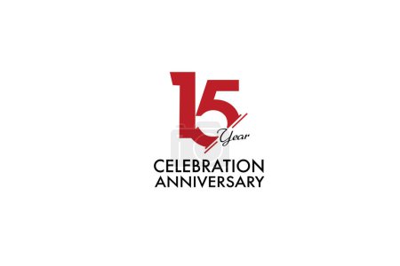 Illustration for 15-year anniversary red color on white background abstract style logotype. anniversary with red color isolated on white background, vector design for celebration vector. - Royalty Free Image