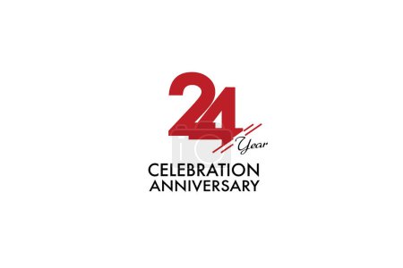 Illustration for 24 year anniversary red color on white background abstract style logotype. anniversary with gold color isolated on black background, vector design for celebration vector - Royalty Free Image