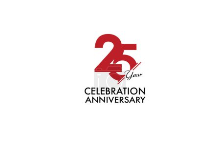 Illustration for 25 year anniversary red color on white background abstract style logotype. anniversary with gold color isolated on black background, vector design for celebration vector - Royalty Free Image