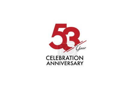 Illustration for 53 years anniversary with red color isolated on white background, vector design for celebration - Royalty Free Image