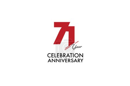 Illustration for 71th, 71 years, 71 year anniversary with red color isolated on white background, vector design for celebration vector - Royalty Free Image