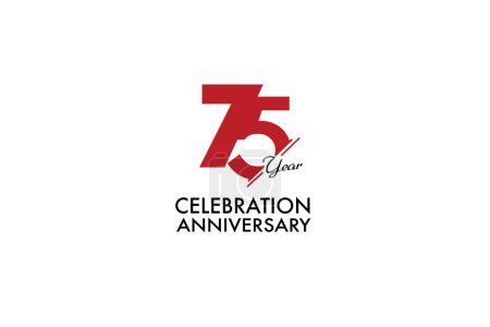 Illustration for 75th, 75 years, 75 year anniversary with red color isolated on white background, vector design for celebration vector - Royalty Free Image