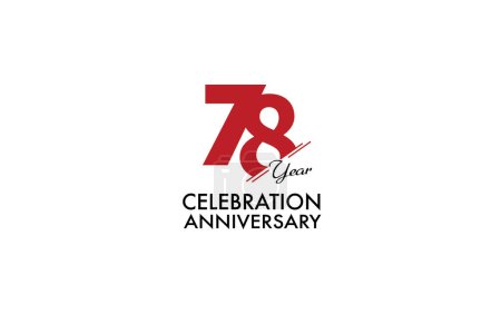 Illustration for 78th, 78 years, 78 year anniversary with red color isolated on white background, vector design for celebration vector - Royalty Free Image