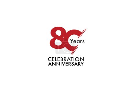 Illustration for 80th, 80 years, 80 year anniversary with red color isolated on white background, vector design for celebration vector - Royalty Free Image