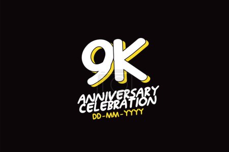 Illustration for K year anniversary white character with yellow shadow on black background-vector - Royalty Free Image