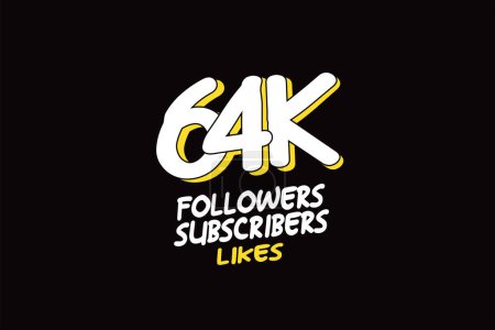 Illustration for 64K, 64.000 Followers Subscribers and Likes for Social Media for Internet Use, Vector - Royalty Free Image
