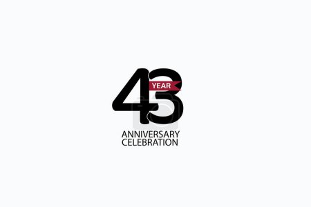 Illustration for 43rd, 43 years, 43 year anniversary minimalist logo, jubilee, greeting card. Birthday invitation, sign. Red space vector illustration on white background - Vector - Royalty Free Image