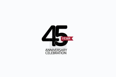 Illustration for 45th, 45 years, 45 year anniversary minimalist logo, jubilee, greeting card. Birthday invitation, sign. Red space vector illustration on white background - Vector - Royalty Free Image