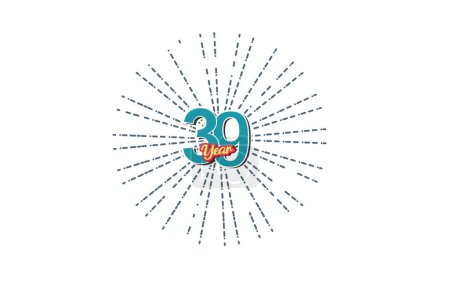 Ilustración de 39 años número de color azul aniversario con la línea detrás en el fondo blanco para la tarjeta, papel pintado, tarjeta de felicitación, cartel-vector - Imagen libre de derechos