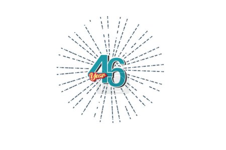 Ilustración de 46 años número de color azul aniversario con la línea detrás en el fondo blanco para la tarjeta, papel pintado, tarjeta de felicitación, cartel-vector - Imagen libre de derechos