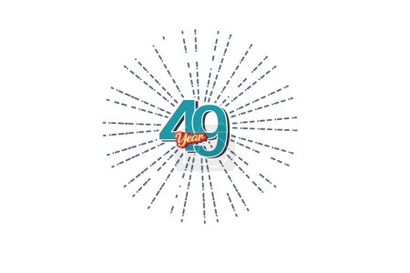 Ilustración de 49 años número de color azul aniversario con la línea detrás en el fondo blanco para la tarjeta, papel pintado, tarjeta de felicitación, cartel-vector - Imagen libre de derechos
