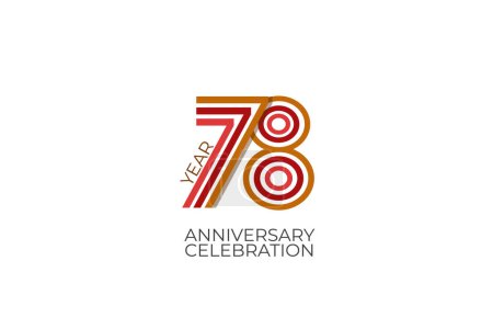 Ilustración de 78 años de aniversario. celebración con estilo retro en 3 colores, rojo, rosa y marrón sobre fondo blanco para tarjeta de invitación, cartel, celebración, internet, diseño, cartel, tarjetas de felicitación, evento - Imagen libre de derechos