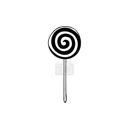 Illustration for Lollipop with spiral pattern doodle illustration in vector. Hand drawn lollipop illustration in vector. Lollipop candy illustration - Royalty Free Image