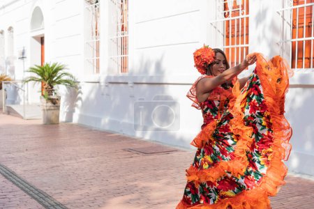 Latin Woman Performing Colombian Traditional Dance