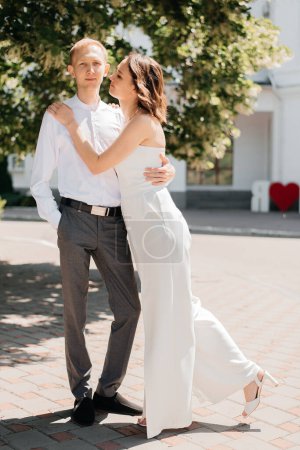 Photo for Young wedding couple on their wedding. - Royalty Free Image