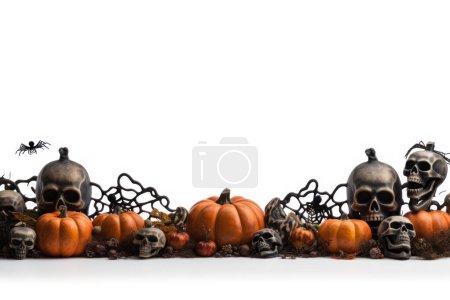 Foto de Mesa de Halloween con calabaza de otoño - Imagen libre de derechos