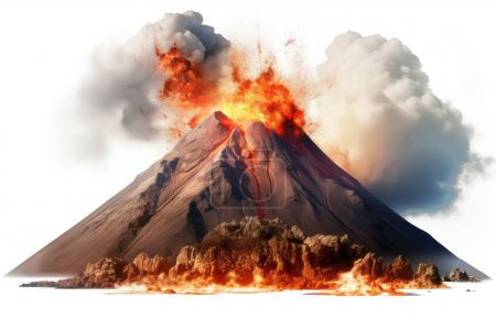 Photo for Volcano eruption with lava isolated on transparent background - Royalty Free Image