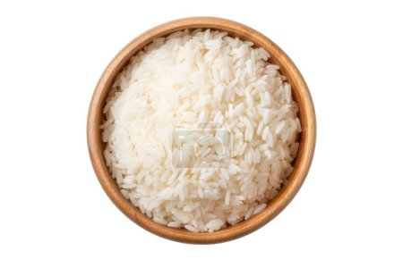 Photo for Wood bowl of rice isolated on transparent background, png file - Royalty Free Image