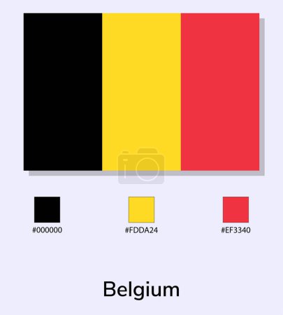 Foto de Vector Ilustración de la bandera de Bélgica aislada sobre fondo azul claro. Ilustración Bandera nacional de Bélgica con códigos de color. Lo más cerca posible del original. listo para usar, fácil de editar. - Imagen libre de derechos