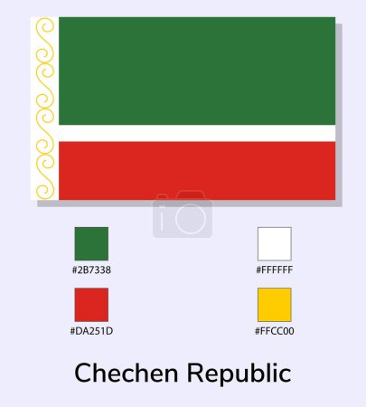 Téléchargez les illustrations : Illustration vectorielle du drapeau de la République tchétchène isolé sur fond bleu clair. Illustration Drapeau République tchétchène avec codes couleurs. Aussi proche que possible de l'original. vecteur eps10. - en licence libre de droit