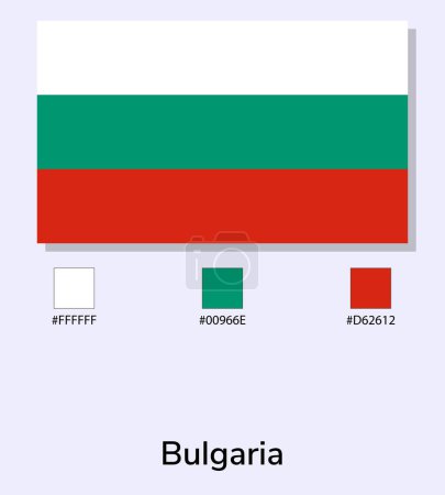Illustration for Vector Illustration of Bulgaria flag isolated on light blue background. Illustration Bulgaria flag with Color Codes. As close as possible to the original. ready to use, easy to edit. - Royalty Free Image