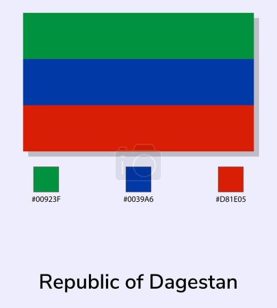 Illustration for Vector Illustration of Republic of Dagestan flag isolated on light blue background. Illustration Republic of Dagestan flag with Color Codes. As close as possible to the original. vector eps10. - Royalty Free Image