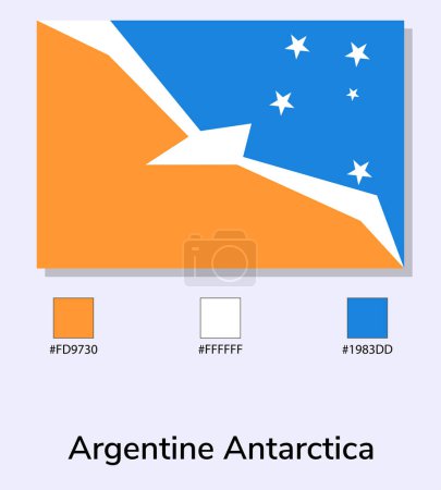 Illustration for Vector Illustration of Argentine Antarctica flag isolated on light blue background. Illustration Argentine Antarctica flag with Color Codes. As close as possible to the original. - Royalty Free Image