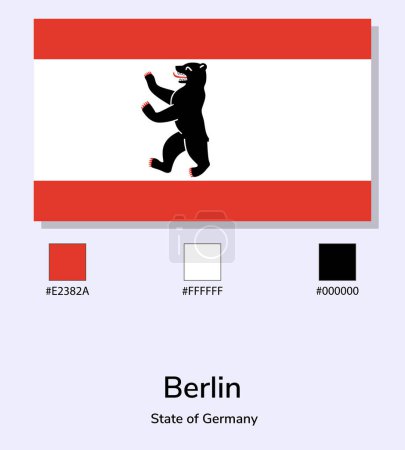 Foto de Vector Ilustración de la bandera de Berlín aislada sobre fondo azul claro. Ilustración Bandera de Berlín con códigos de color. Lo más cerca posible del original. listo para usar, fácil de editar. vector eps10. - Imagen libre de derechos