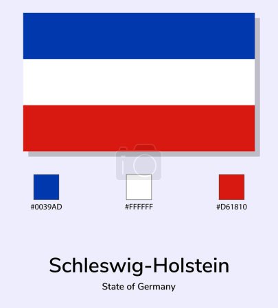 Illustration for Vector Illustration of Schleswig-Holstein (state of Germany) flag isolated on light blue background. Illustration Schleswig-Holstein flag with Color Codes. As close as possible to the original. - Royalty Free Image