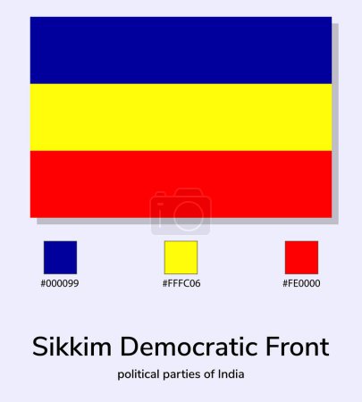 Foto de Ilustración vectorial de la bandera del Frente Democrático de Sikkim aislada sobre fondo azul claro. Lo más cerca posible del original. listo para usar, fácil de editar. - Imagen libre de derechos