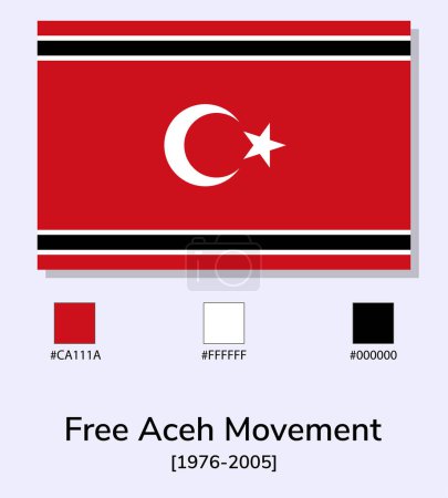 Ilustración de Vector Ilustración de la bandera Free Aceh Movement aislada sobre fondo azul claro. Lo más cerca posible del original. listo para usar, fácil de editar. - Imagen libre de derechos