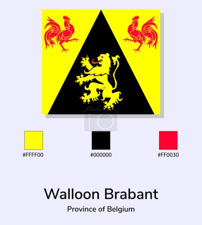 Illustration for Vector Illustration of Walloon Brabant flag isolated on light blue background. As close as possible to the original. ready to use, easy to edit. - Royalty Free Image