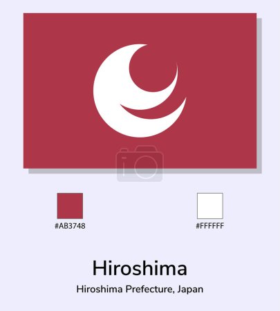 Téléchargez les illustrations : Illustration vectorielle du drapeau de la préfecture d'Hiroshima isolé sur fond bleu clair. Drapeau de la préfecture d'Hiroshima avec codes couleurs. Aussi proche que possible de l'original. prêt à l'emploi, facile à éditer. - en licence libre de droit
