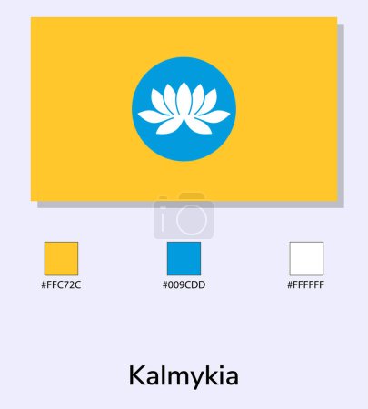 Ilustración de Ilustración vectorial de la bandera de Kalmykia aislada sobre fondo azul claro. Ilustración Bandera de Kalmykia con códigos de color. Lo más cerca posible del original. listo para usar, fácil de editar. - Imagen libre de derechos