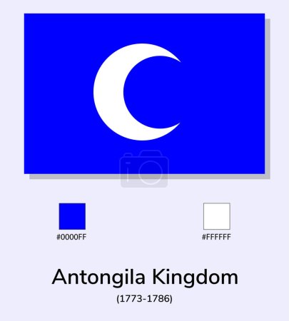 Illustration for Vector Illustration of Antongila Kingdom (1773-1786) flag isolated on light blue background. - Royalty Free Image
