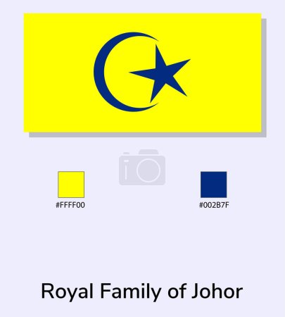 Foto de Ilustración vectorial de la bandera de la Familia Real de Johor aislada sobre fondo azul claro. Ilustración Familia Real de la bandera de Johor con códigos de color. Lo más cerca posible del original. - Imagen libre de derechos